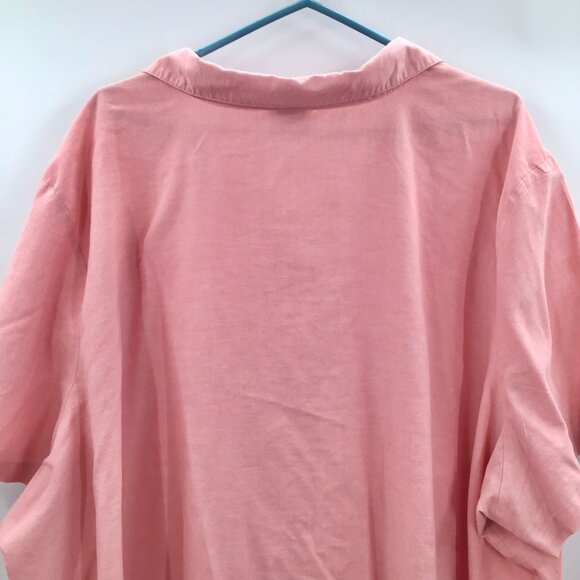 Women's 4X Button Down Shirt Pink Oxford Cotton Blend Short Sleeve Straight Hem - Picture 4 of 9